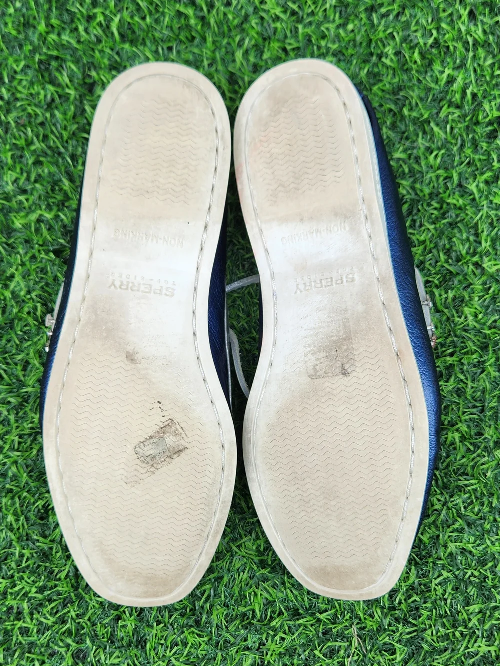 Sperry Top-Sider Metallic Blue Leather Women's Boat Shoes Charms Size 9.5